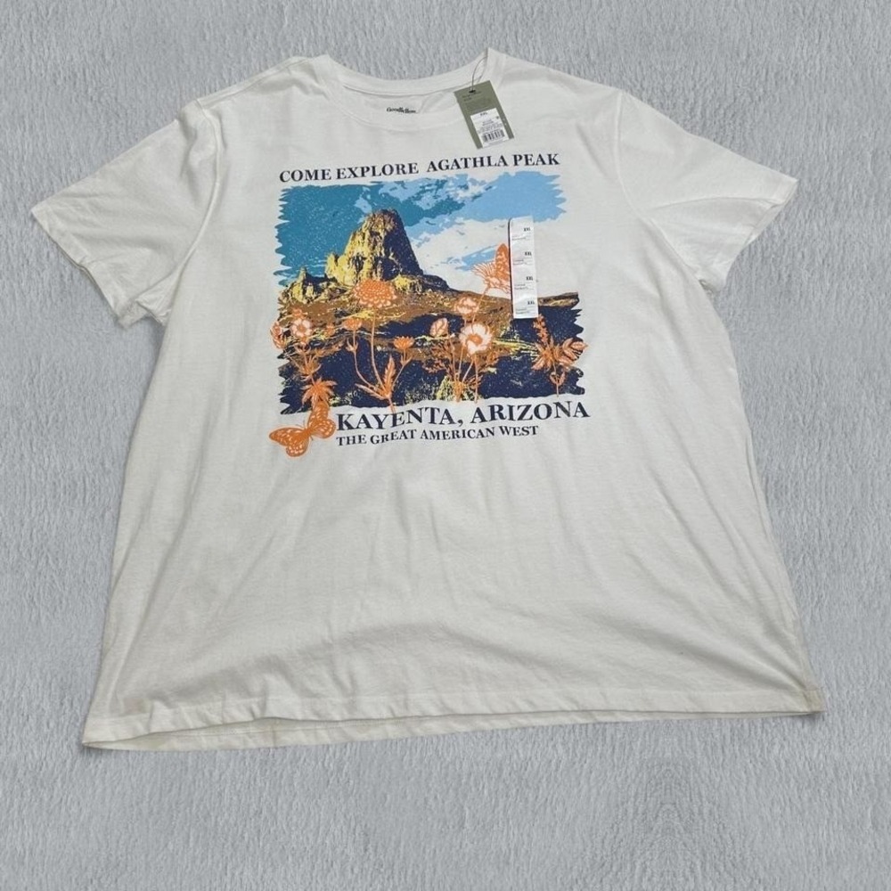 NWT Agathla Peak Kayenta Arizona Goodfellow & Co Shirt Mens XXL Off White Canyon
